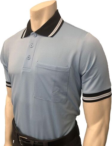 Smitty | BBS-307 | Baseball Softball Umpire Shirt | Body Flex Style Short Sleeve | Accommodates Chest Protector | Elite Official's Choice! (Powder Blue w/Black Trim, 3XL) in Kuwait