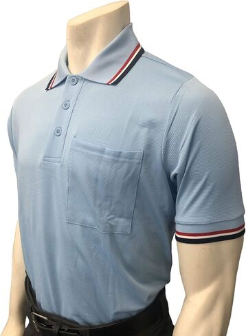 Smitty | BBS-307 | Baseball Softball Umpire Shirt | Body Flex Style Short Sleeve | Accommodates Chest Protector | Elite Official's Choice! (Powder Blue w/Red Trim, Small) in Kuwait
