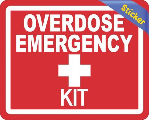 StickerTalk Overdose Emergency Kit Medical Vinyl Sticker, 5 inches by 4 inches in Kuwait