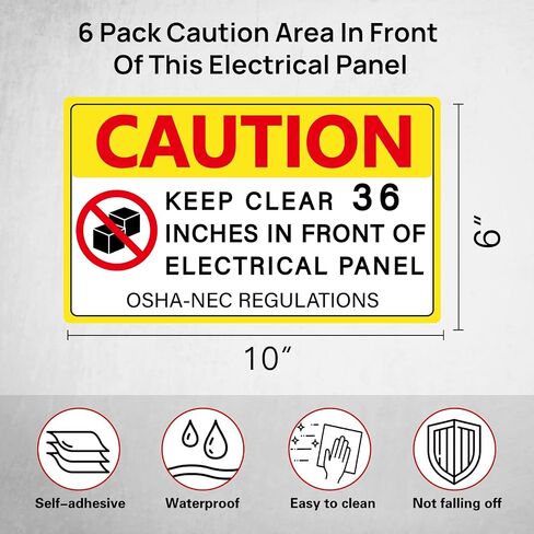 6 PCS Keep Clear 36 Inches in Front of Electrical Panel Stickers Signs,36 Inch Clearance Warning Sign,Bright Yellow Do Not Stack Items Labels for Factory Warehouse Laboratory(6"x 10") in Kuwait