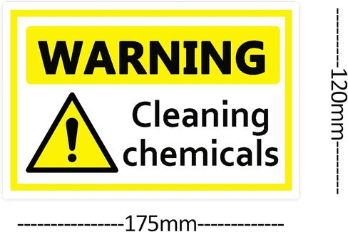 8 Pcs Warning Cleaning Chemicals Safety Sign Labels Vinyl Waterproof Decal Warning Stickers (175x120mm) in Kuwait