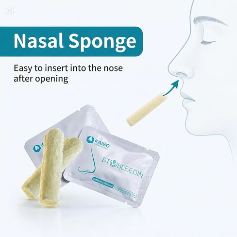 Stopleedin Nasal Sponge for Nosebleed Control, Chitosan Hemostatic Nasal Dressing with Rapid Bleeding Control, Sterile, Individually Wrapped, 4 Pieces per Box in Kuwait