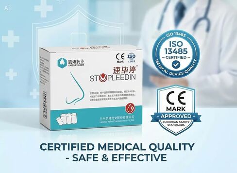 Stopleedin Nasal Sponge for Nosebleed Control, Chitosan Hemostatic Nasal Dressing with Rapid Bleeding Control, Sterile, Individually Wrapped, 4 Pieces per Box in Kuwait