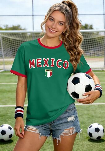 كأس كرة القدم 2026 قمصان للنساء المكسيك قميص البرازيل الولايات المتحدة الأمريكية كرة القدم الجرافيك الفانيلة كرة القدم مروحة Y2k قمم in Kuwait