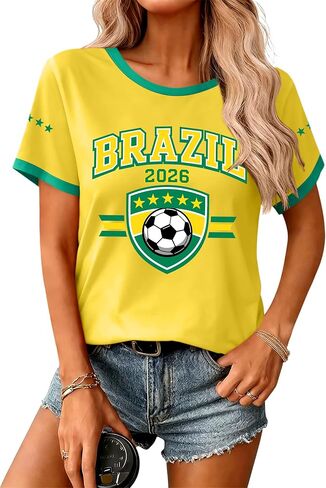 كأس كرة القدم 2026 قمصان للنساء المكسيك قميص البرازيل الولايات المتحدة الأمريكية كرة القدم الجرافيك الفانيلة كرة القدم مروحة Y2k قمم in Kuwait
