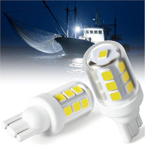 T10 إسفين قاعدة قارب ضوء LED لمبة 12-24V، 6000K الأبيض أضواء الملاحة البحرية استبدال لمرساة صارمة الداخلية جميع جولة Masthead مقطورة ضوء سطح السفينة، يناسب قوارب عائمة المراكب الشراعية كاياك (2PCS) in Saudi Arabia
