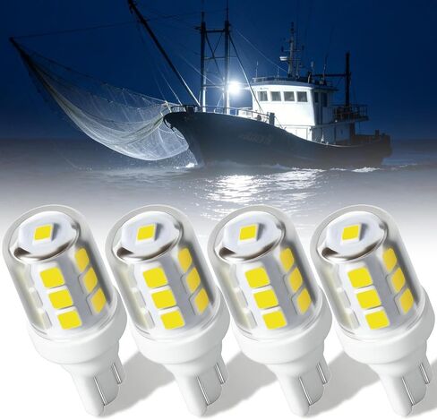 T10 إسفين قاعدة قارب ضوء LED لمبة 12-24V، 6000K الأبيض أضواء الملاحة البحرية استبدال لمرساة صارمة الداخلية جميع جولة Masthead مقطورة ضوء سطح السفينة، يناسب قوارب عائمة المراكب الشراعية كاياك (2PCS) in Saudi Arabia
