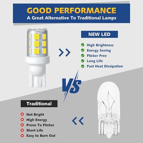 T10 إسفين قاعدة قارب ضوء LED لمبة 12-24V، 6000K الأبيض أضواء الملاحة البحرية استبدال لمرساة صارمة الداخلية جميع جولة Masthead مقطورة ضوء سطح السفينة، يناسب قوارب عائمة المراكب الشراعية كاياك (2PCS) in Saudi Arabia