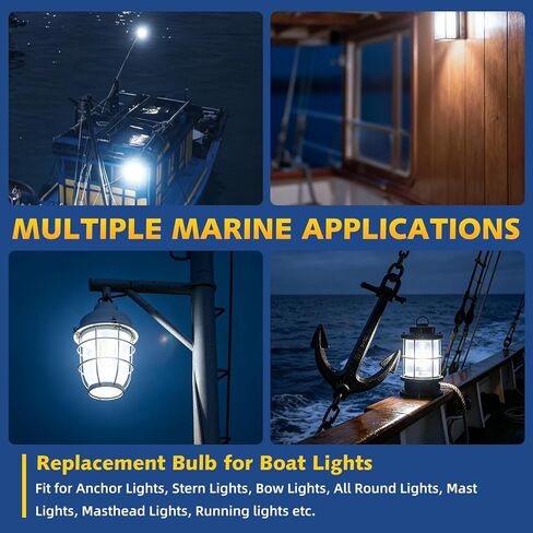 T10 إسفين قاعدة قارب ضوء LED لمبة 12-24V، 6000K الأبيض أضواء الملاحة البحرية استبدال لمرساة صارمة الداخلية جميع جولة Masthead مقطورة ضوء سطح السفينة، يناسب قوارب عائمة المراكب الشراعية كاياك (2PCS) in Saudi Arabia