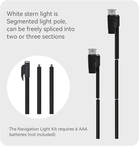 SEAFLO 01 Series LED Portable Navigation Light Kit - Battery Powered (3 AAA), 2 NM Visibility, Telescopic, IP65 Waterproof, Bi-Color Bow and Stern for Pontoon and Small Boat, C-Clamp Mount in Kuwait