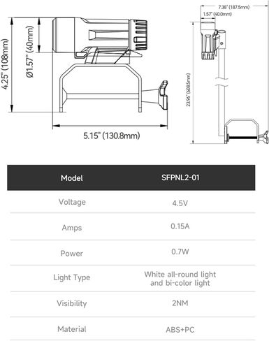 SEAFLO 01 Series LED Portable Navigation Light Kit - Battery Powered (3 AAA), 2 NM Visibility, Telescopic, IP65 Waterproof, Bi-Color Bow and Stern for Pontoon and Small Boat, C-Clamp Mount in Kuwait