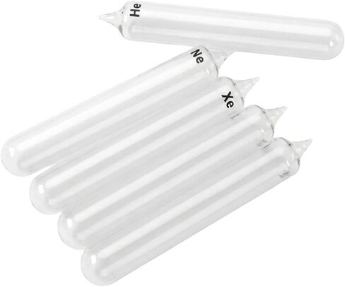 Noble Gas Sealed Tubes Set of 5 - Helium, Neon, Argon, Krypton, Xenon for Tesla Coil & Science Demo - High Purity Rare Gas Discharge Tubes for Physics & Chemistry Classroom Spectrum Display in Kuwait