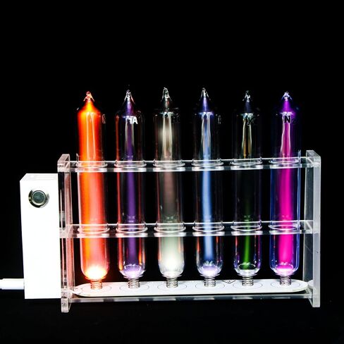 Rare Gas Glow Demonstration Set 8 Gas Tubes Inert Gas Glow Tube Set Tesla Coil Demonstration Rare Gas Glow Demonstrator Science Experiment Teaching Equipment (Deluxe Package 8Gases+Stand) in Kuwait