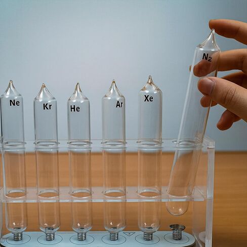 Rare Gas Glow Demonstration Set 8 Gas Tubes Inert Gas Glow Tube Set Tesla Coil Demonstration Rare Gas Glow Demonstrator Science Experiment Teaching Equipment (Deluxe Package 8Gases+Stand) in Kuwait