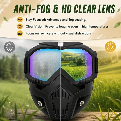 Detachable Full Face Goggle Mask, 2026New Riding and Cutting, Anti-UV, Dust, Fog HD Lens, Large Viewing Hood， Protective Impact Resistant SafetyGlasse in Kuwait