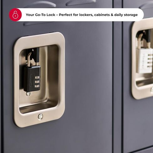 Master Lock Black Combination Padlock, Indoor Gym Locker Lock with Customizable 3-Digit Code for Luggage, Backpacks, Cabinets, 2 pk, 647EC2 in Kuwait