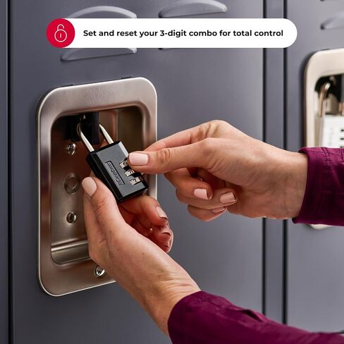Master Lock Black Combination Padlock, Indoor Gym Locker Lock with Customizable 3-Digit Code for Luggage, Backpacks, Cabinets, 2 pk, 647EC2 in Kuwait