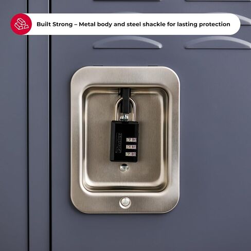 Master Lock Black Combination Padlock, Indoor Gym Locker Lock with Customizable 3-Digit Code for Luggage, Backpacks, Cabinets, 2 pk, 647EC2 in Kuwait