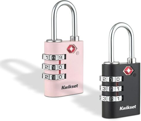 Kwikset TSA Approved 3-Digit Combination Luggage Lock, Travel Suitcase and Bag Lock, Round Body, 1-3/16 in Body, 1 Pack, Pink in Kuwait