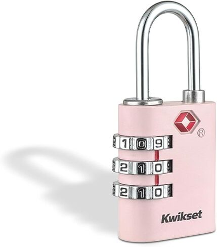 Kwikset TSA Approved 3-Digit Combination Luggage Lock, Travel Suitcase and Bag Lock, Round Body, 1-3/16 in Body, 1 Pack, Pink in Kuwait