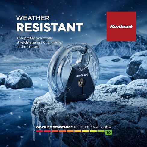 قفل قرص kwikset مع تكبل من كربيد البورون، تخزين خارجي عالي الأمان وقفل بوابة، هيكل 2-3/4 بوصة، عبوة واحدة، فضي in Kuwait