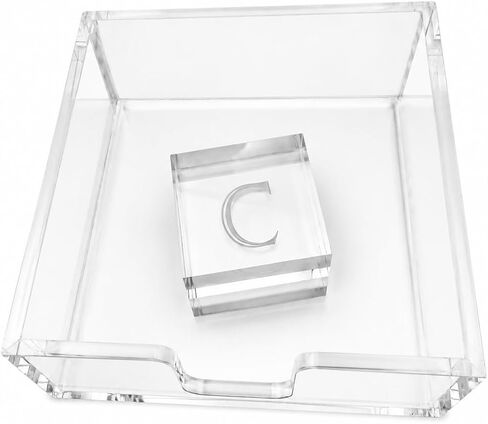 Acrylic Dinner Napkin Holder with Custom Engraved Initial 7 x 7 for indoor and outdoor entertaining in Kuwait