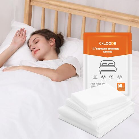 4 Pack Disposable Bed Sheets Queen, Disposable Travel Sheets for Travel with Quilt Cover and Pillowcase, Disposable Bedding Travel Bedding Disposable Sheets for Hotel Hospital in Kuwait