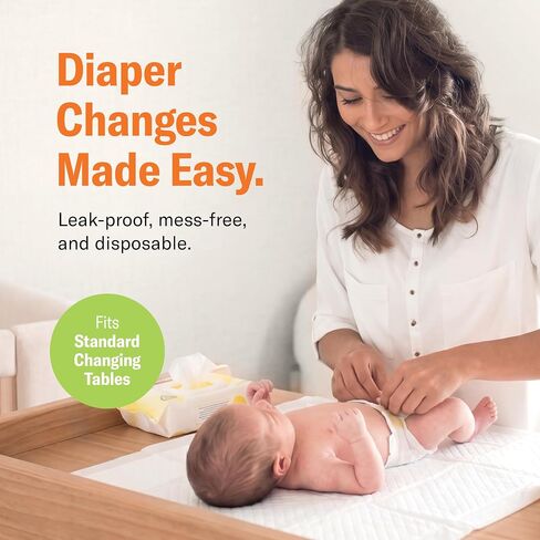 Chuckles® 5-Layer Disposable Changing Pads for Baby - 17x24 50ct Disposable Diaper Changing Pads, Changing Pad Liner, Baby Pee Pads, Diaper Pads, Hypoallergenic Changing Pads for Travel - Curera Brand in Kuwait