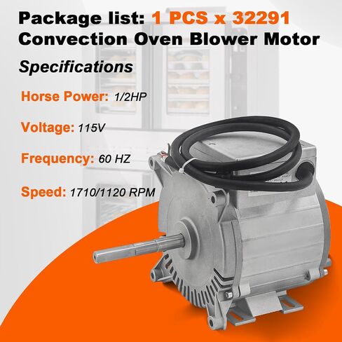 32291 1/2HP Convection Oven Blower Motor Fits for Blodgett DFG-100 DFG-200 SHO-100-G GZL Series Fits for Zephaire-100-G 200-G G Plus115V 1710/1120 RPM Single Phase Oven Motor BL32291 BL15396 in Kuwait