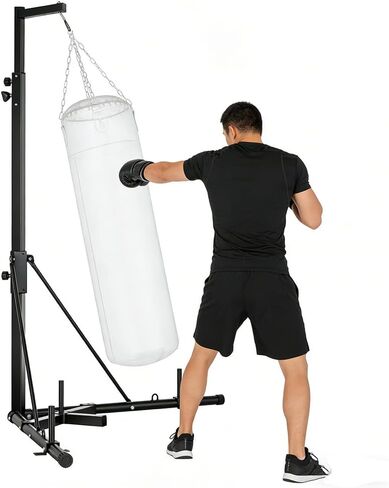 Height Adjustable Foldable Punching Bag Stand, 150lb Capacity Heavy Duty Steel Freestanding Sandbag Rack for Home Gym Fitness in Kuwait