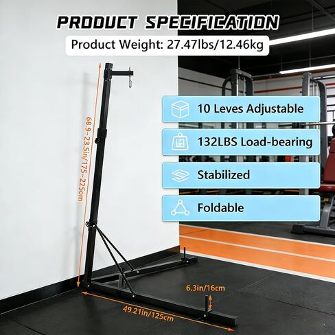 Height Adjustable Foldable Punching Bag Stand, 150lb Capacity Heavy Duty Steel Freestanding Sandbag Rack for Home Gym Fitness in Kuwait