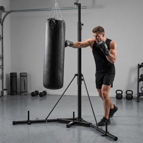 Height Adjustable Foldable Punching Bag Stand, 150lb Capacity Heavy Duty Steel Freestanding Sandbag Rack for Home Gym Fitness in Kuwait