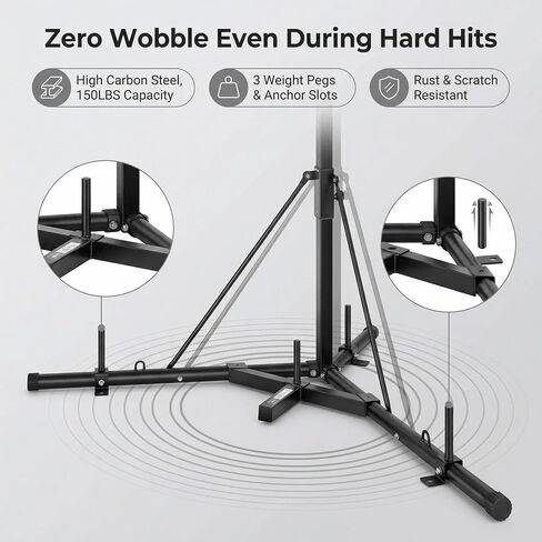 Height Adjustable Foldable Punching Bag Stand, 150lb Capacity Heavy Duty Steel Freestanding Sandbag Rack for Home Gym Fitness in Kuwait
