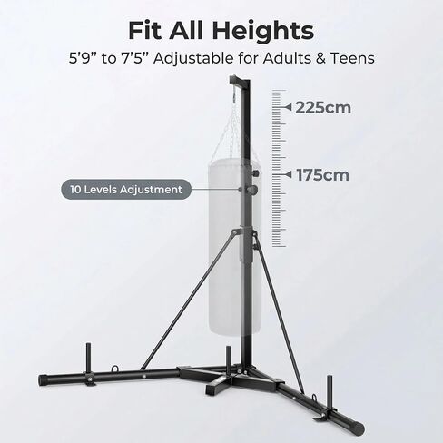 Height Adjustable Foldable Punching Bag Stand, 150lb Capacity Heavy Duty Steel Freestanding Sandbag Rack for Home Gym Fitness in Kuwait