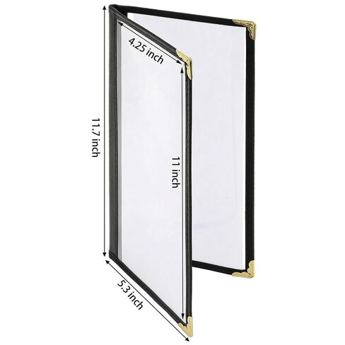 Nicunom 10 Pack Restaurant Menu Covers,4.25" x 11" Clear Menu Holds Double-Stitched Edge Menu Cover 1 Page 2 View Menu Sleeves for Wine Drinks Coffee Bars Restaurant in Kuwait