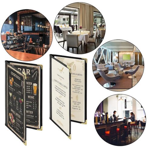 Nicunom 10 Pack Restaurant Menu Covers,4.25" x 11" Clear Menu Holds Double-Stitched Edge Menu Cover 1 Page 2 View Menu Sleeves for Wine Drinks Coffee Bars Restaurant in Kuwait