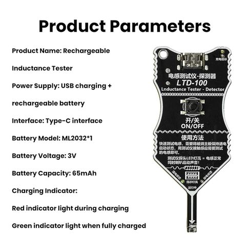 Portable Inductor Tester, Type-C Powered High Precisions Mainboard Coil Testing Tool, Fast Inductance Fault Detection Diagnosis Repairs Tool for Mobiles Phone Electronic Components in Kuwait