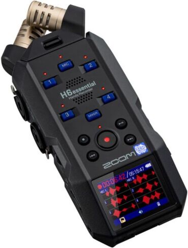 Zoom H6essential 6-Track 32-Bit Float Portable Audio Recorder, Accessibility, Stereo Microphones, 4 XLR/TRS Combo Inputs, USB Interface, for Musicians, Podcasters Bundle with ZDM-1 Dynamic Microphone in Kuwait