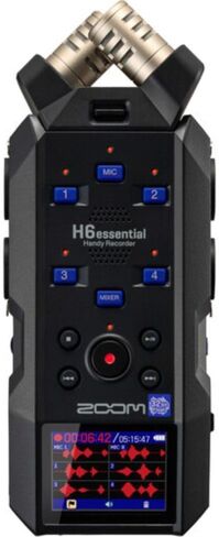 Zoom H6essential 6-Track 32-Bit Float Portable Audio Recorder, Accessibility, Stereo Microphones, 4 XLR/TRS Combo Inputs, USB Interface, for Musicians, Podcasters Bundle with ZDM-1 Dynamic Microphone in Kuwait