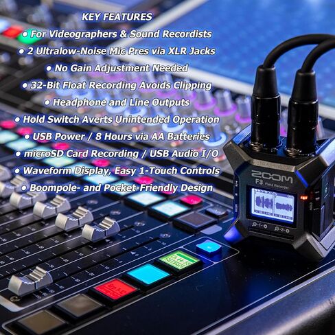 جهاز تسجيل ميداني محمول Zoom F3 مزود بمسارين + محول بلوتوث Zoom BTA-1 + بطاقة MicroSD سعة 32 جيجابايت + شاحن بطارية Xtreme Power Series 4AA/AAA in Kuwait