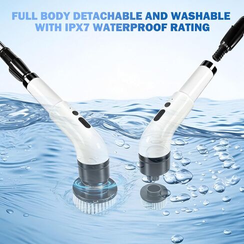 Electric Spin Scrubber, Cordless Shower Scrubber with 9 Scrub Brushes, 2 Speed & Battery Level Display, Adjustable Extension Handle Power Scrubber for Bathroom Tile Tub Floor in Kuwait