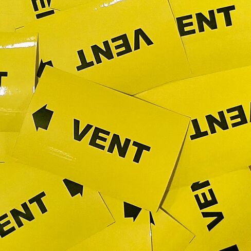 Industrial Pipe Markers (25-Pack), Safety Labels for Pipeline Identification, Supplied at 5.5 INCHES in Length (Yellow/Black, 8 INCHES) Vent + Arrow in Kuwait