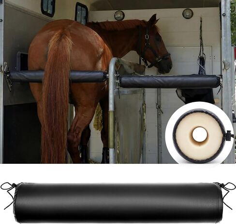 1 Pcs Horse Trailer Chest/Butt Bar Cover, Horse Trailer Accessories, 30" Padded Protection, Black Waterproof Leather with Thick Foam, Easy Tie-Strap Installation for Horses Impact Safety in Kuwait
