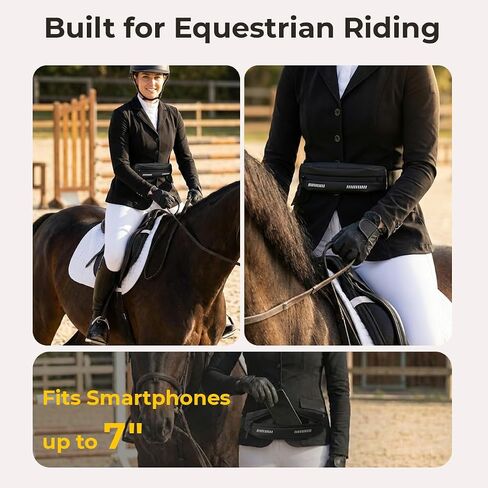 حزمة خصر Equestrian RideSafe - حقيبة حزام ركوب الخيل بسحاب مقاومة للماء لركوب الخيل - تخزين آمن للهاتف والأساسيات - مناسبة للجنسين - تناسب الهواتف الذكية حتى 7 بوصات in Kuwait