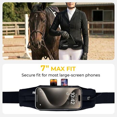 حزمة خصر Equestrian RideSafe - حقيبة حزام ركوب الخيل بسحاب مقاومة للماء لركوب الخيل - تخزين آمن للهاتف والأساسيات - مناسبة للجنسين - تناسب الهواتف الذكية حتى 7 بوصات in Kuwait
