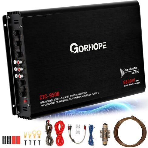 2026 Gorhope Car Amplifier,4-Channel High Power Car Amplifier,4-Channel AB Class Audio Amp,4x170W RMS 2 Ohm & Bridgeable to 2x340W, Low Distortion for Studio-Quality Sound in Your Car in Kuwait