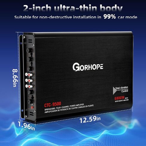 2026 Gorhope Car Amplifier,4-Channel High Power Car Amplifier,4-Channel AB Class Audio Amp,4x170W RMS 2 Ohm & Bridgeable to 2x340W, Low Distortion for Studio-Quality Sound in Your Car in Kuwait