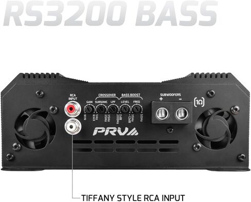 مضخم صوت PRV Audio 3200 واط أحادي الكتلة من الفئة D RS3200 BASS 1 أوم - 12 فولت 3 كيلو أمبير للسيارة، كروس مدمج - مرشحات تمرير دون سرعة الصوت والخسارة مع تعزيز جهير قابل للتعديل - تيفاني ممتاز RCAs in Kuwait
