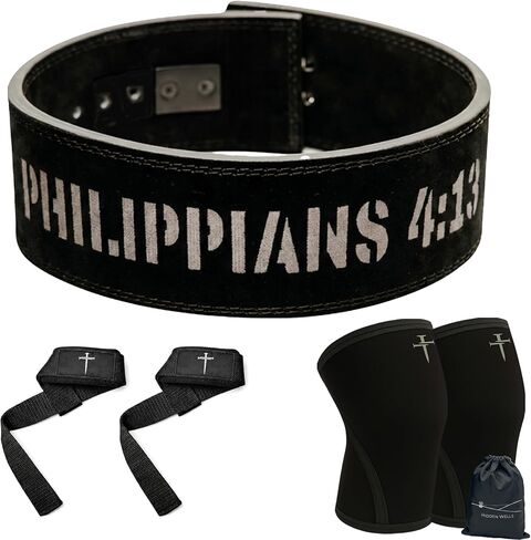 Christian Weightlifting Set - Lever Belt, Knee Sleeves & Straps in Kuwait