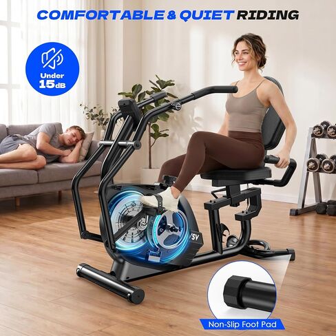 Recumbent Exercise Bike, Recumbent Stationary Bike for Home, Recumbent Bike with 400LB Weight Capacity Whisper-Quiet 16 Levels Magnetic Resistance Heart Rate and Multi-Function LCD Comfortable Seat in Kuwait